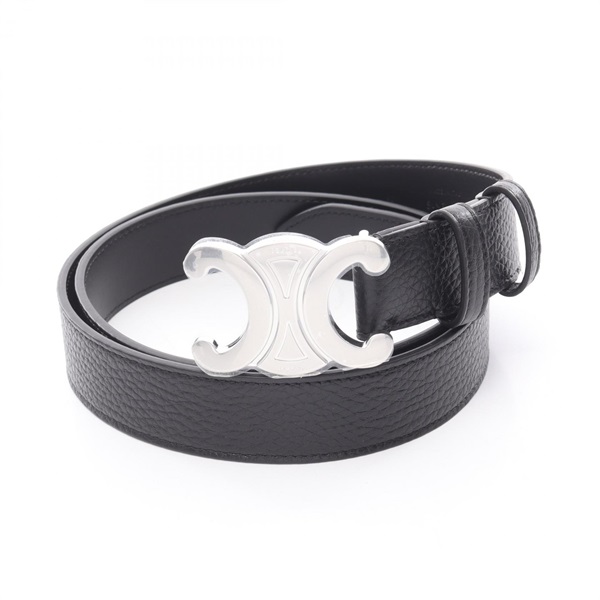 CELINE Triomphe Large 30mm belt 45BIE3AUY38SI90 leather Black NEW mens #90