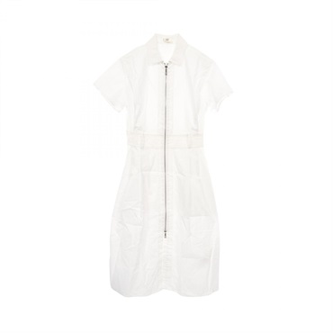 HERMES Mosaic Zip Dress 4E0532DB cotton White White Used Women size 38