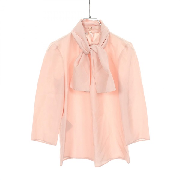 PRADA Scarf detail blouse P9871 silk Pink #36 Used Women