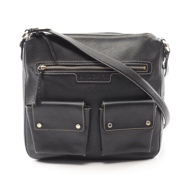 BVLGARI ABELEL Shoulder Bag leather Black Used Women