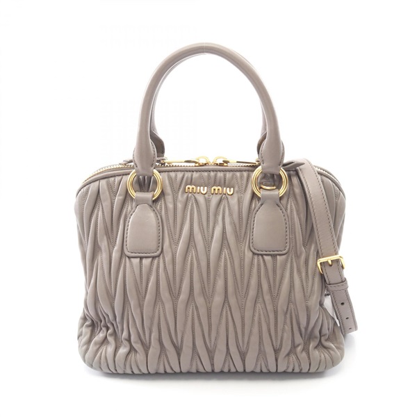 Miu Miu Materasse 2Way Shoulder Handbag leather Beige Used Women