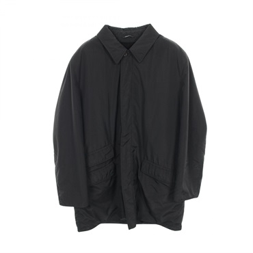 HERMES Stainless collar coat Nylon Black #52 Used mens