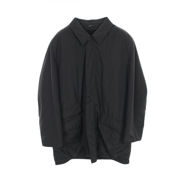 HERMES Stainless collar coat Nylon Black #52 Used mens