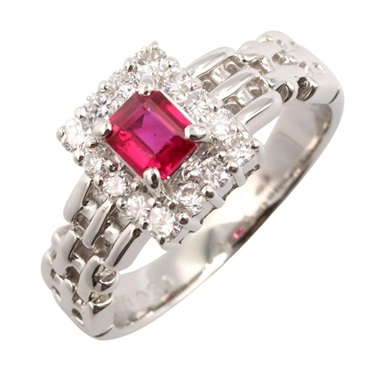 JEWELRY Ruby Diamond Ring Pt900 Platinum Red Used Women US size 5.75
