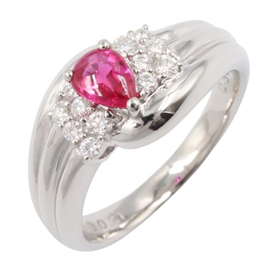 JEWELRY Ruby Diamond Ring Pt900 Platinum Pink Used women US size 6.5