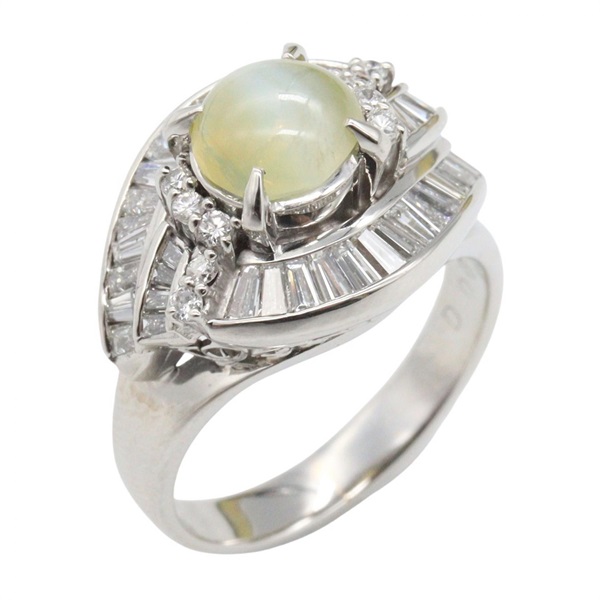 JEWELRY Cat's Eye Diamond Ring Pt900 Platinum Used women US size 5.25
