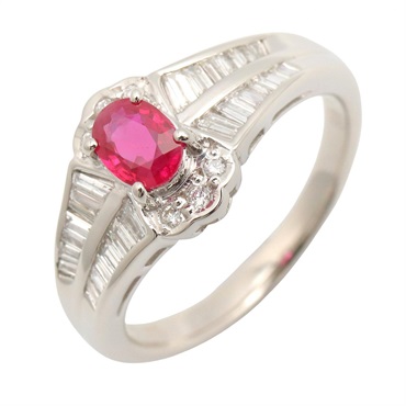 JEWELRY Ruby Diamond Ring Pt900 Platinum Red Used women US size 6.75