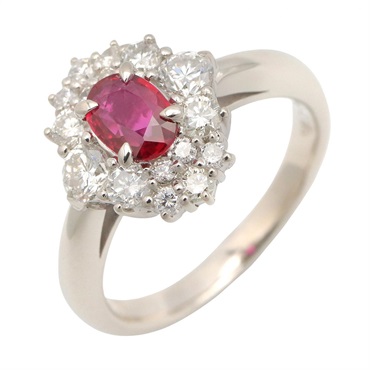 JEWELRY Ruby Diamond Ring Pt900 Platinum Red Used women US size 4.5