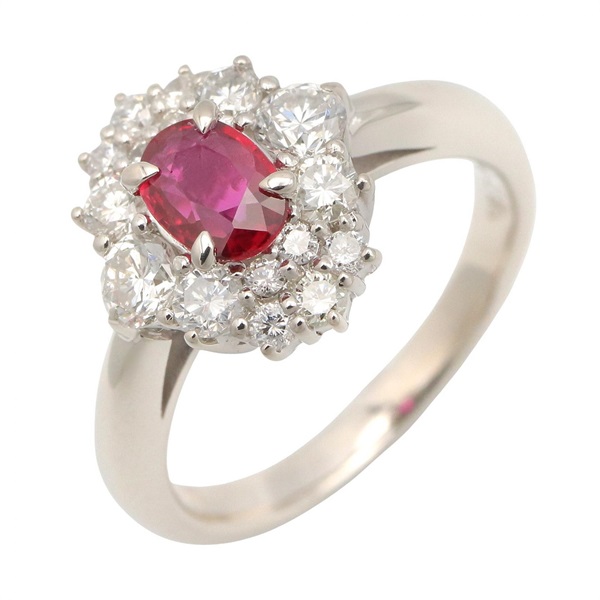 JEWELRY Ruby Diamond Ring Pt900 Platinum Red Used women US size 4.5