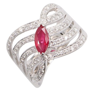 JEWELRY Ruby Diamond Ring 18KWG White Gold Red Used women US size 8