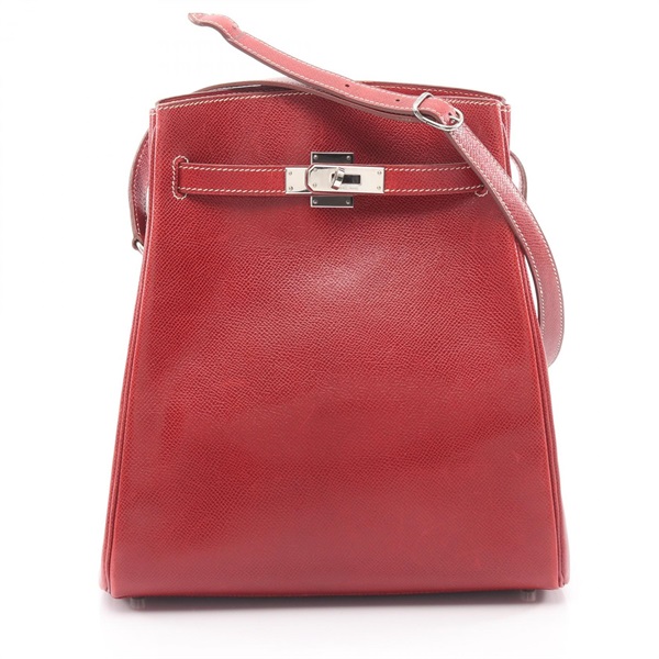 HERMES Kelly Sport MM Crossbody Shoulder Bag Courchevel leather Red Used E SHW