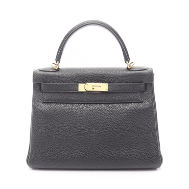 HERMES Kelly 28 Shoulder Handbag Togo leather Black GHW Used Women Q