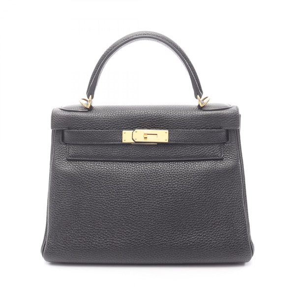 HERMES Kelly 28 Shoulder Handbag Togo leather Black GHW Used Women Q
