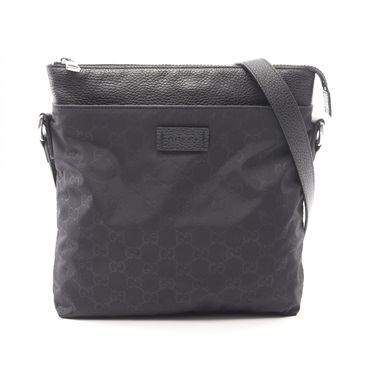 GUCCI GG pattern Shoulder Bag 510342 Nylon leather Black Used unisex