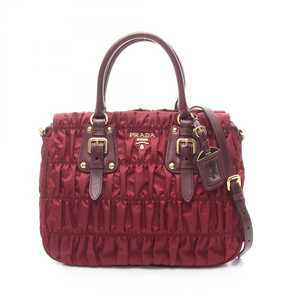 PRADA TESSUTO GAUFRE shoulder crossbody Handbag B1336H Nylon leather Bordeaux