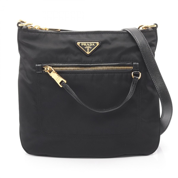 PRADA Shoulder crossbody Bag Nylon leather Black Used Women