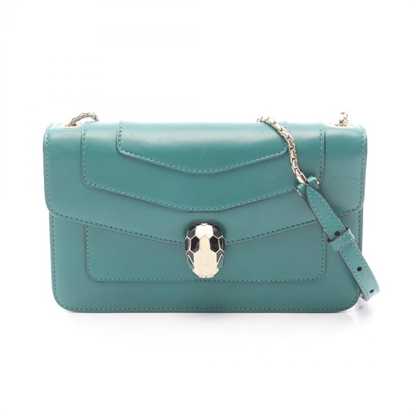 BVLGARI Serpenti Forever Chain Shoulder Bag leather Green Used Women
