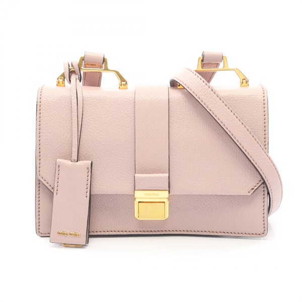Miu Miu Madras Shoulder Bag 5BH609 leather Pink Used Women