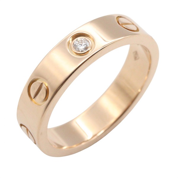 CARTIER Mini Love Diamond Ring 18KRG Pink Rose Gold Used Women US size #4 #47