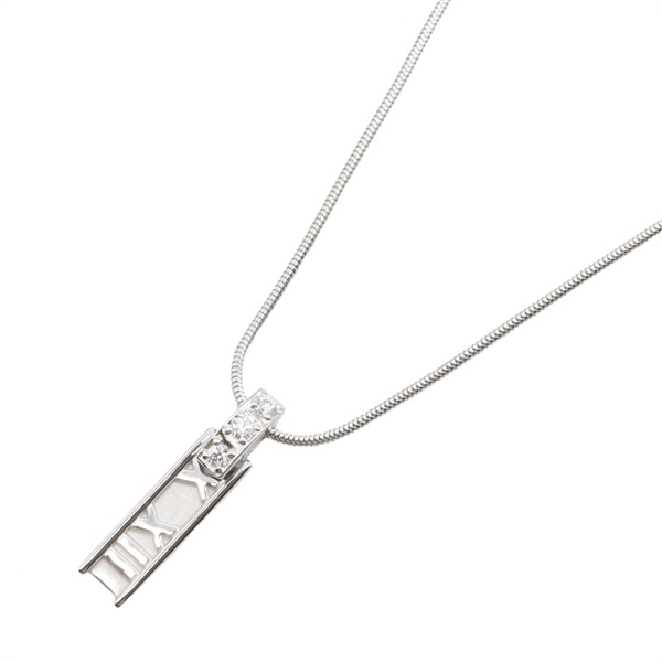 TIFFANY＆CO Atlas Diamond Necklace Pendant 42cm 18KWG White Gold Used Women