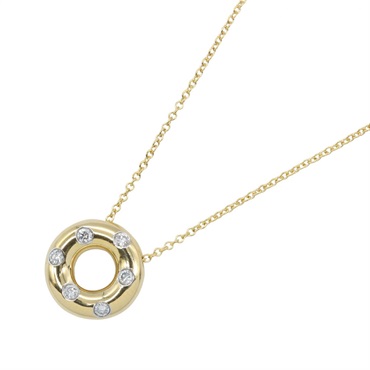 TIFFANY＆CO Dots 6PD Diamond 950 Platinum Necklace 18KYG Yellow Gold Used Women