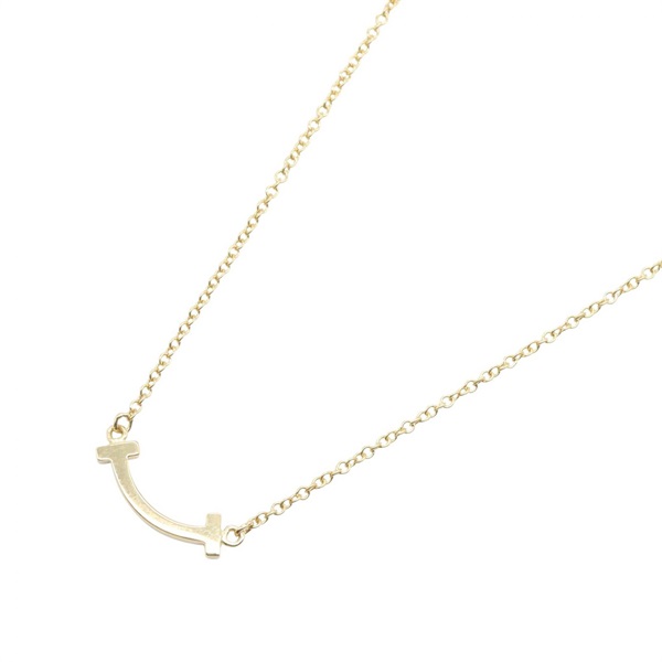 TIFFANY＆CO T Smile Mini Necklace Pendant 18KYG Yellow Gold Used Women