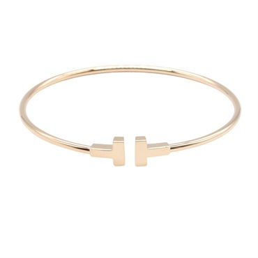 TIFFANY＆CO T-Wire Bracelet Bangle 14.5cm 18KRG Pink Rose Gold Used Women