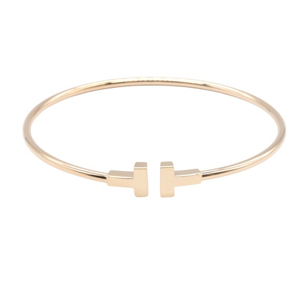 TIFFANY＆CO T-Wire Bracelet Bangle 14.5cm 18KRG Pink Rose Gold Used Women