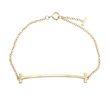 TIFFANY＆CO T Smile Small Bracelet 14.5cm 18KYG Yellow Gold Used Women