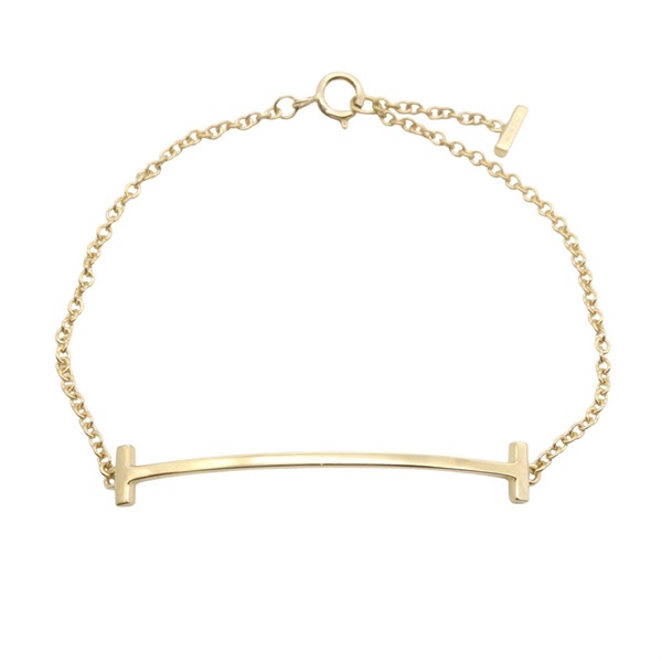TIFFANY＆CO T Smile Small Bracelet 14.5cm 18KYG Yellow Gold Used Women