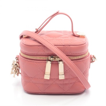 Christian Dior Lady Dior Micro Vanity Cannage crossbody Handbag leather Pink