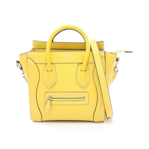 CELINE Luggage Nano Shopper 2WAY Handbag 168243 leather Yellow Used Women