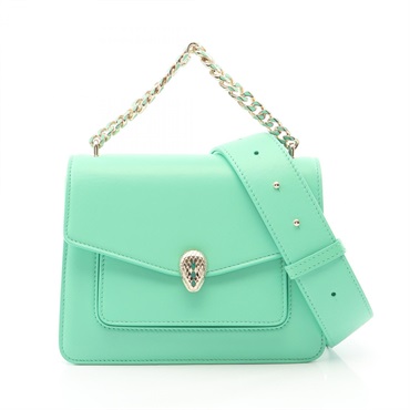 BVLGARI Serpenti Forever 2Way Shoulder Chain Handbag leather Green Used Women