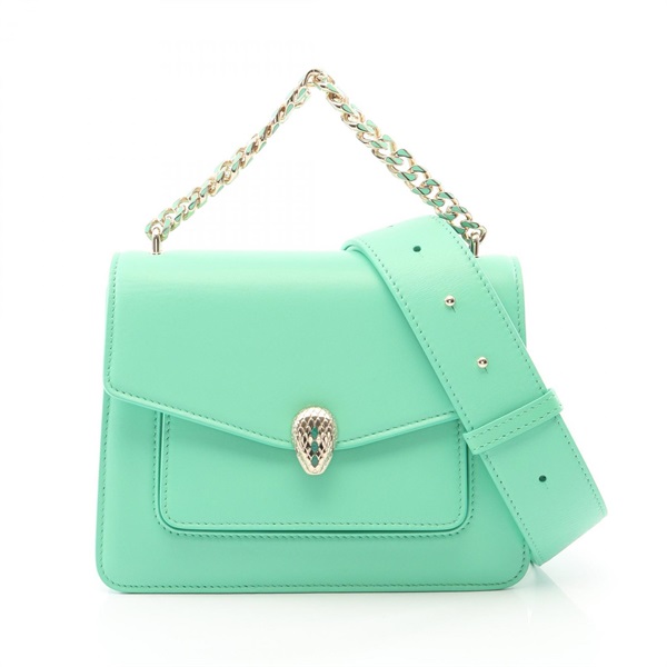 BVLGARI Serpenti Forever 2Way Shoulder Chain Handbag leather Green Used Women