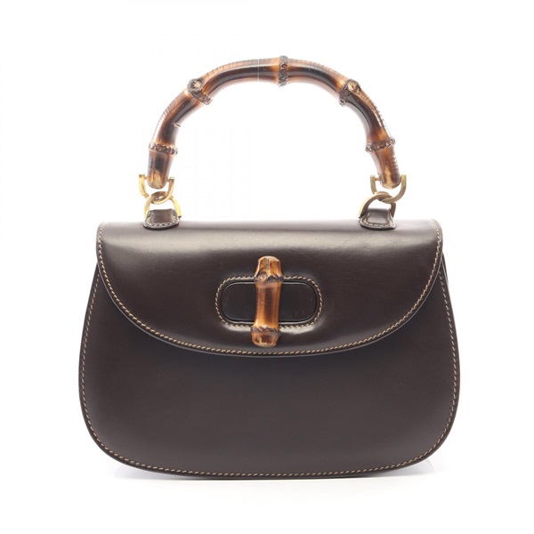 GUCCI Old Gucci Bamboo Handbag leather Brown Used Women