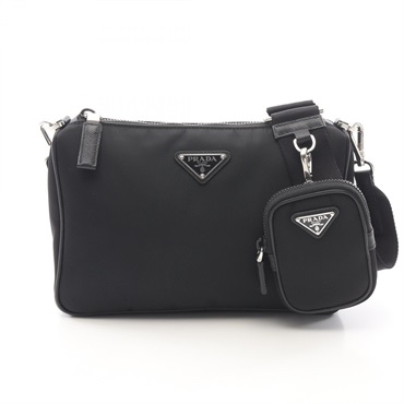 PRADA TESSUTO SAFFIANO Shoulder Bag 2VH1132DMHF0002 Nylon  leather Black Used
