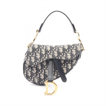 Christian Dior Mini Saddle Handbag M0456CTZQ Oblique Jacquard canvas Beige Navy