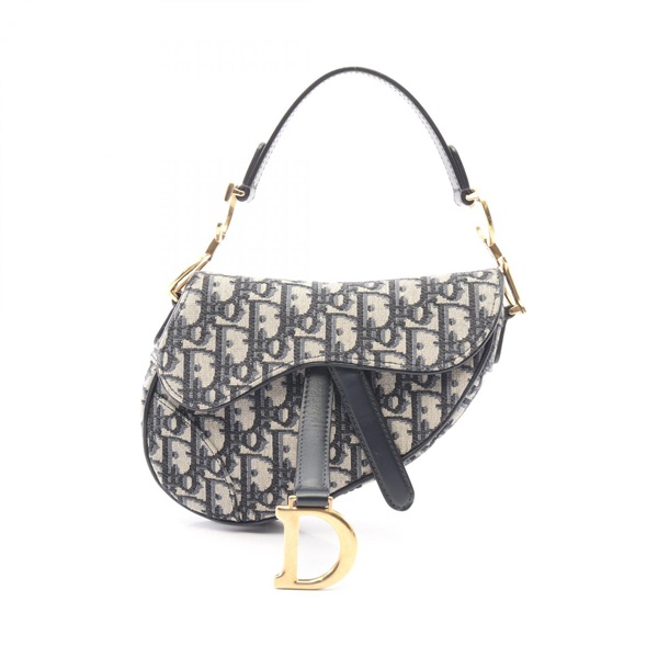 Christian Dior Mini Saddle Handbag M0456CTZQ Oblique Jacquard canvas Beige Navy