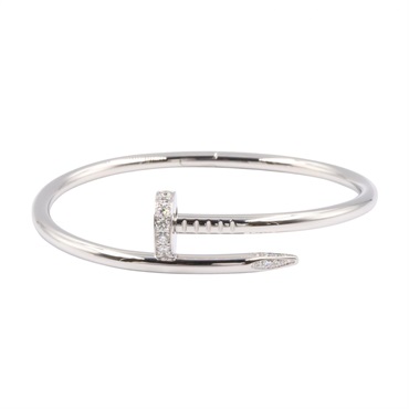 CARTIER Juste un Clou Diamond Bracelet Bangle 18KWG White Gold Clear Used Women
