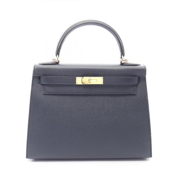 HERMES Kelly 28 outside stitched shoulder Handbag A Epsom Blue indigo Used GHW