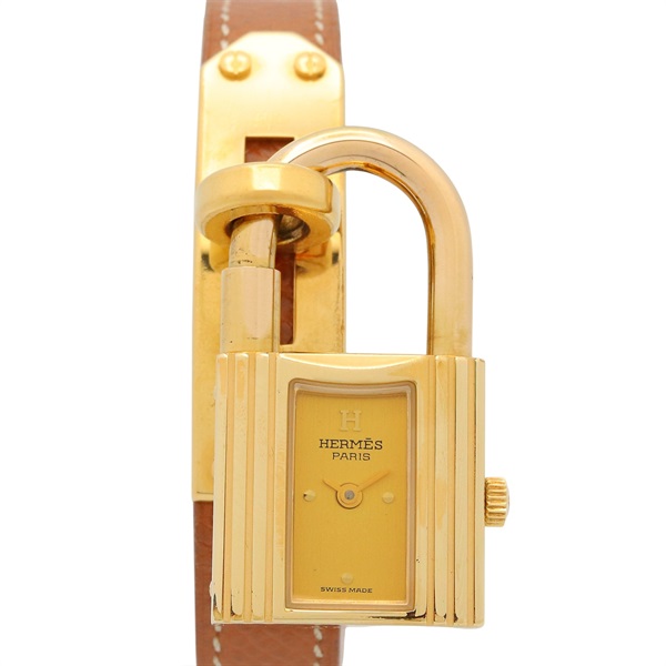 HERMES Kelly watch Wrist KE1.201 Quartz Gold Plated Leather belt Used Women