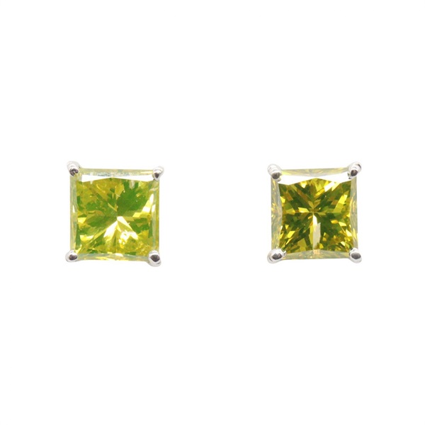 JEWELRY Treated Diamond Pierced earrings 18KWG White Gold Yellow Used women