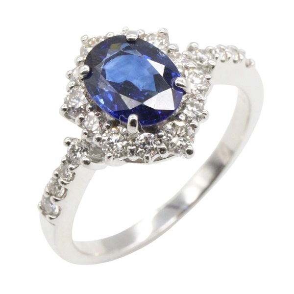 JEWELRY Sapphire Diamond Ring Pt950 Platinum Blue Used women US size 5.5