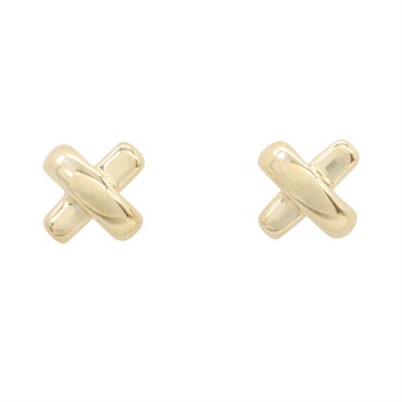 TIFFANY＆CO Cross-stitch Pierced earrings 18KYG Yellow Gold Used women