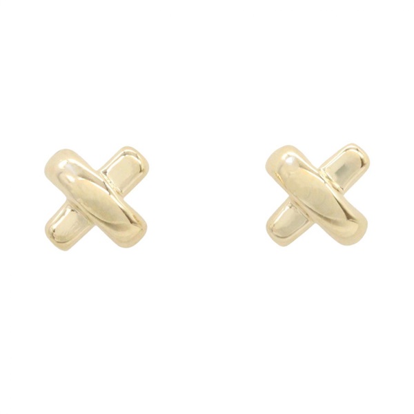 TIFFANY＆CO Cross-stitch Pierced earrings 18KYG Yellow Gold Used women