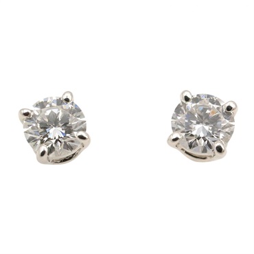 TIFFANY＆CO Solitaire Diamond Pierced earrings Pt950 Platinum Clear Used Women