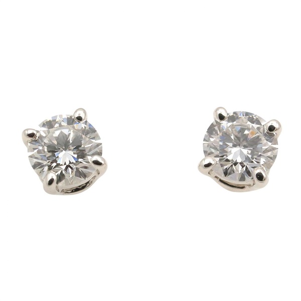 TIFFANY＆CO Solitaire Diamond Pierced earrings Pt950 Platinum Clear Used Women