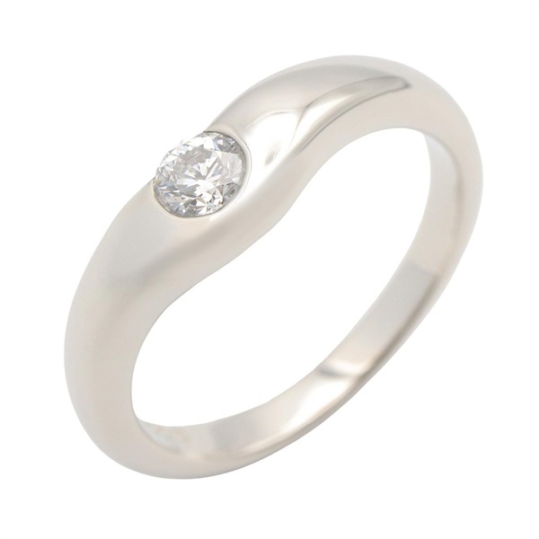 TIFFANY＆CO Curved Band Diamond Ring Pt950 Platinum Used Women US size #5.75