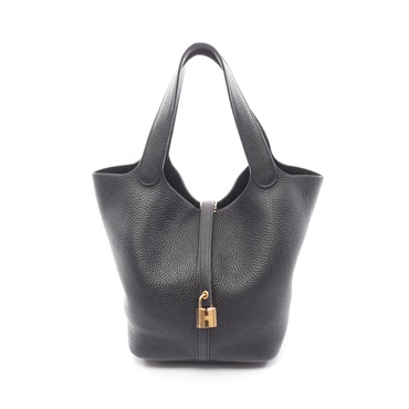 HERMES Picotin Lock MM Tote Handbag 060991CC Clemence leather Black GHW Used Y
