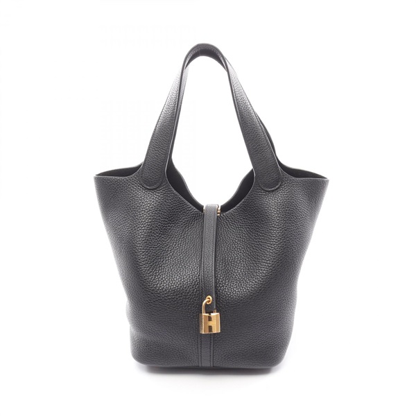 HERMES Picotin Lock MM Tote Handbag 060991CC Clemence leather Black GHW Used Y